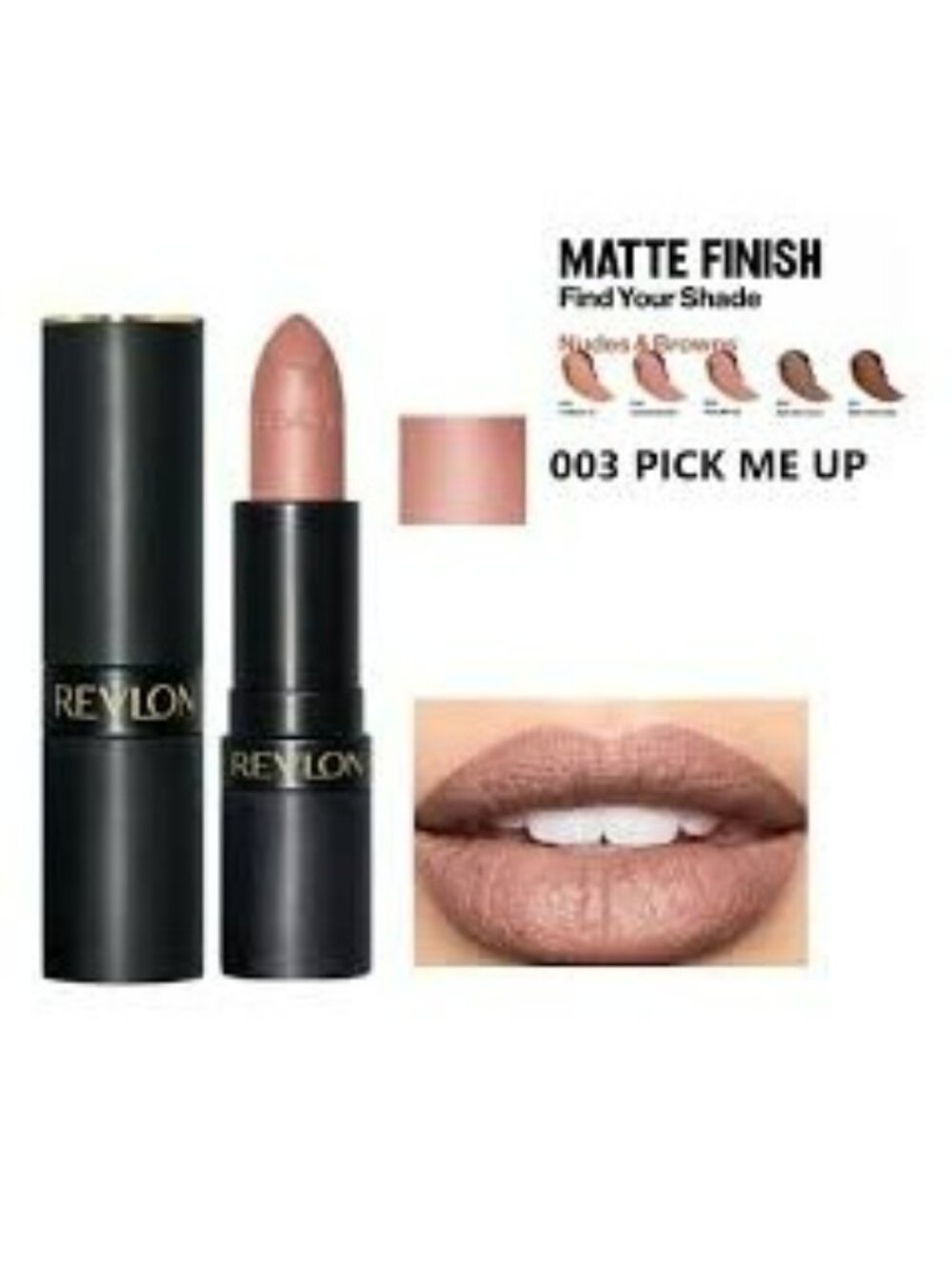 Revlon Super Lustrous Matte Lipstick Pick Me Up 003 Pinky-Nude Shade Lightweight